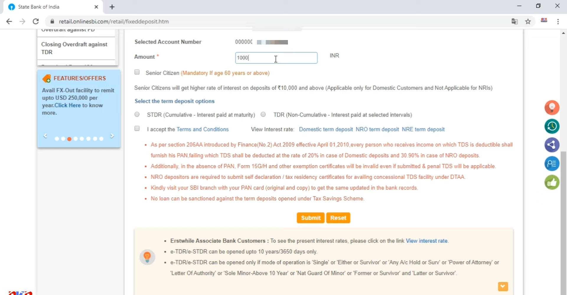 sbi india fixed deposit form