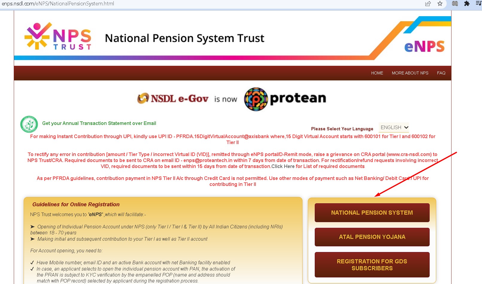 NSDL national pension system