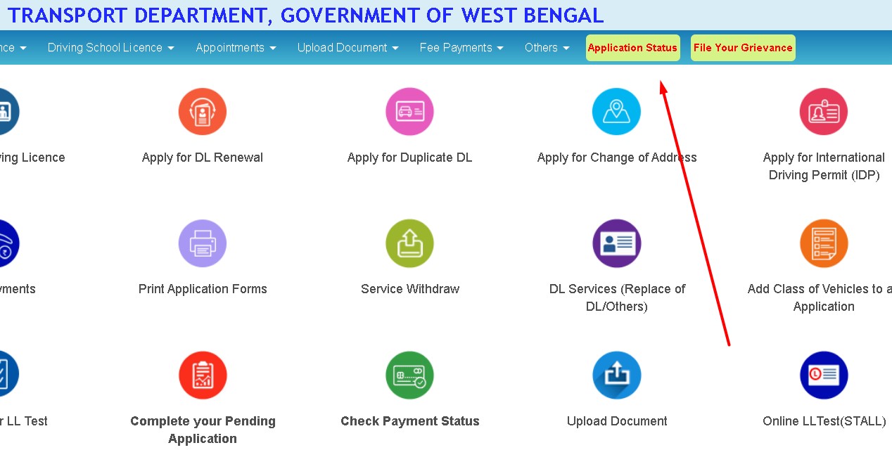 sarthi parivahan application status