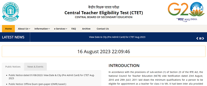 CTET admit card