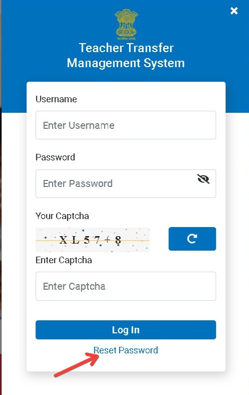 Reset Password option hrms  