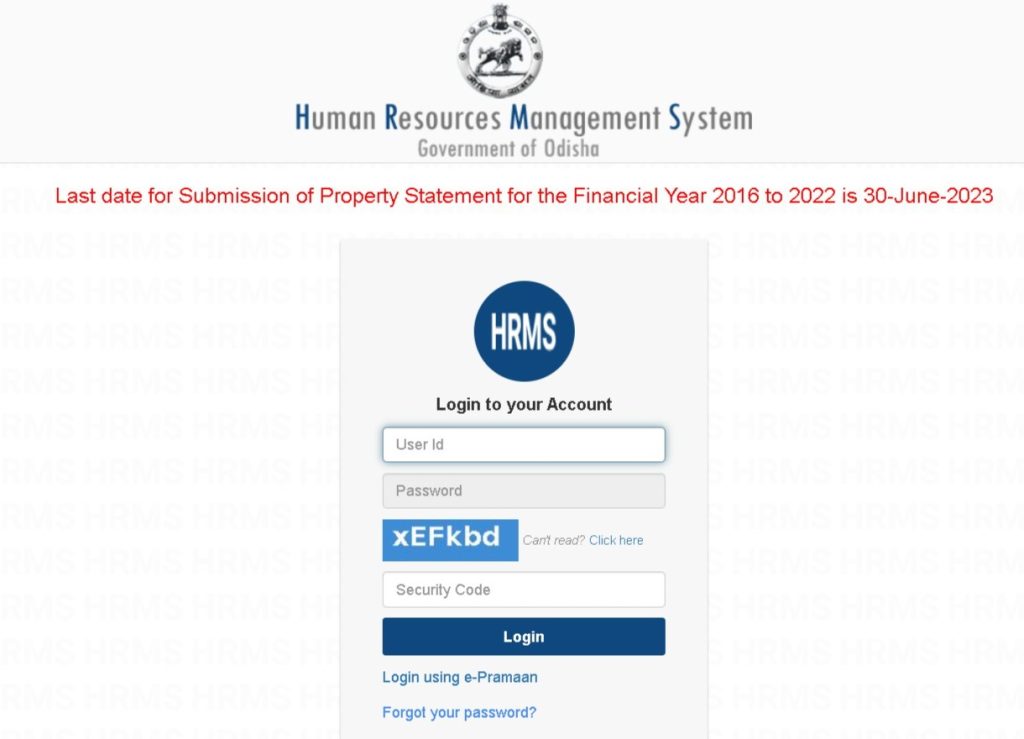 User id and password hrms odisha