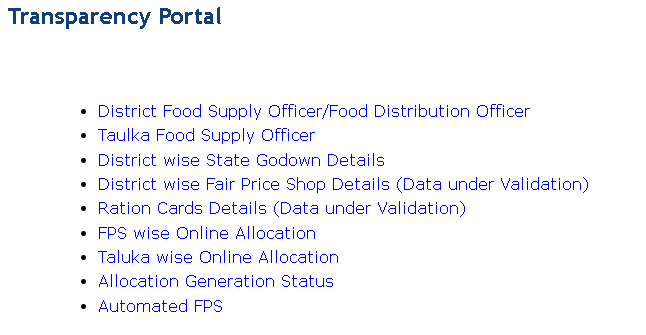 Allocation Generation Status Ration Card