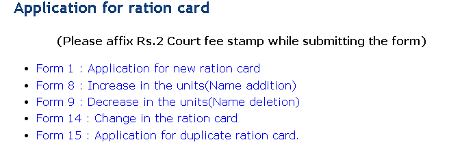 Application for new ration card