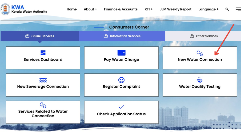 new water connection kwa website 
