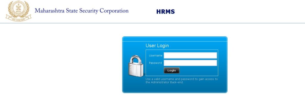 Login Option MSSC HRMS