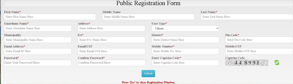 Registration form banglar bhumi