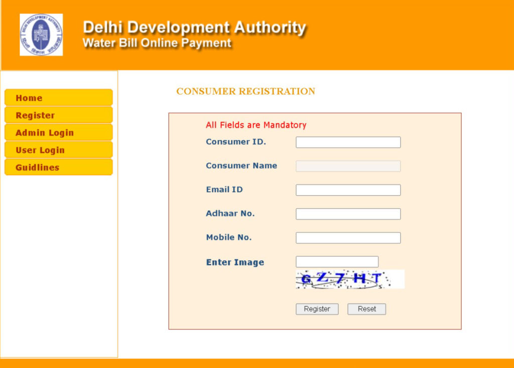 Consumer Registration DDA