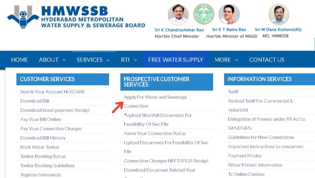 Apply For New connection HMWSSB